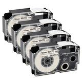 GREENCYCLE 4PK Black on White Label Tape Compatible for Casio XR18WE XR-18WE (18mm 3/4 x 8m 26ft) EZ Label Printer