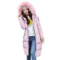 HOMEBABY Women Warm Down Lammy Jacket Ladies Thick Parka Overcoat Winter Windbreaker Outwear Casual Long Hoodies Coat Hooded Pocket Long Cotton Coat Elegant Cardigans (UK:8-10, Pink)