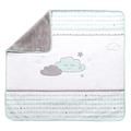 roba Babydecke Happy Cloud - Kuscheldecke 80 x 80 cm zum Schlafen, Krabbeln & Spielen - Baby Decke 2 seitig aus Baumwolle / Plüsch mit Wolken Motiv - Mint / Weiß