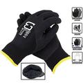 Safety Winter Insulated Double Lining Rubber 3/4Coated Work Gloves 3 pairs/ pack BGWANS3/4-BK-Large