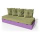 Banquette cube 200 cm + futon + coussins Lilas