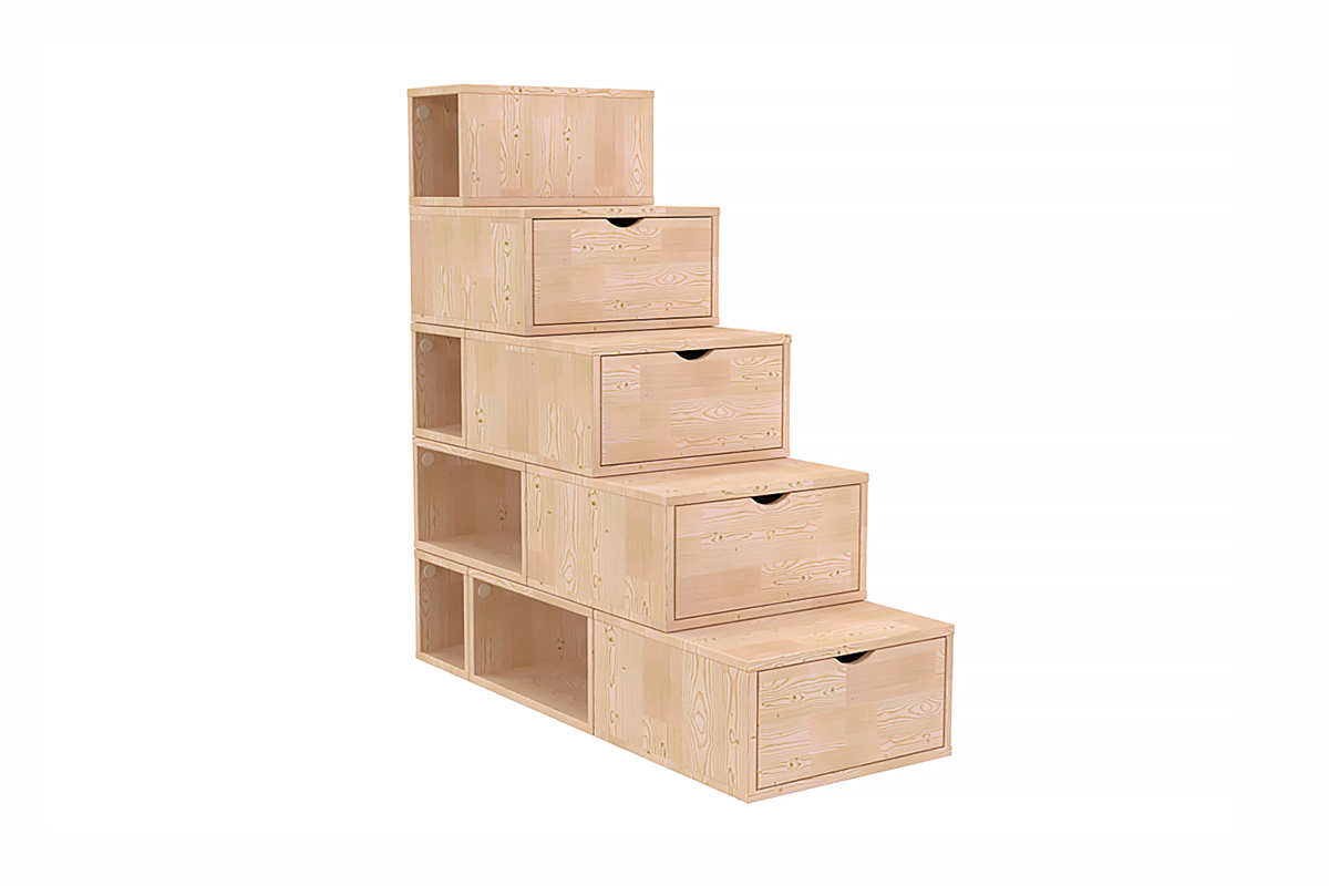 Escalier cube de rangement hauteur 125 cm - Brut (sans vernis)