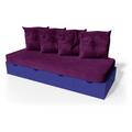 Banquette cube 200 cm + futon + coussins Bleu foncé