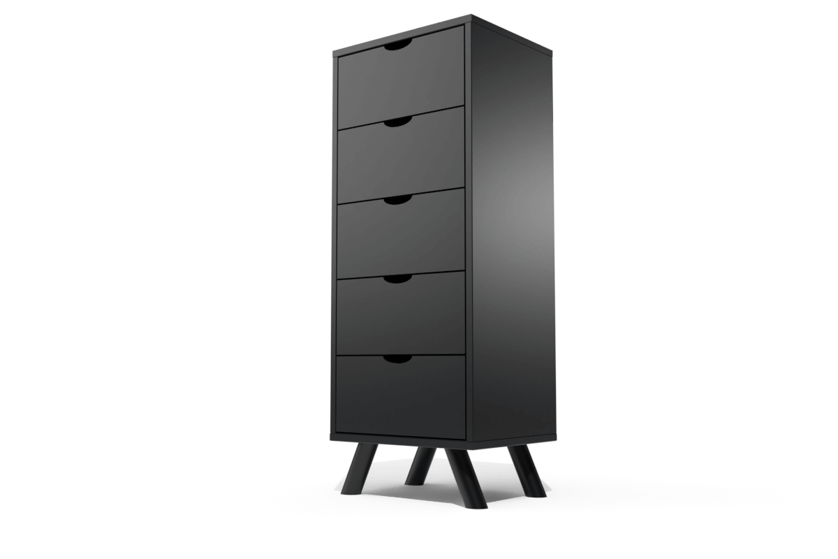 Chiffonnier Scandinave bois 5 tiroirs Viking - Noir