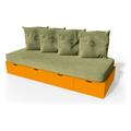 Banquette cube 200 cm + futon + coussins Orange