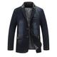 Vogstyle Men's Denim Loose Suits Business Blazer Jacket Jean Coats Dark Blue L