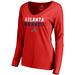 Women's Fanatics Branded Red Atlanta Braves Fade Out V-Neck Long Sleeve T-Shirt