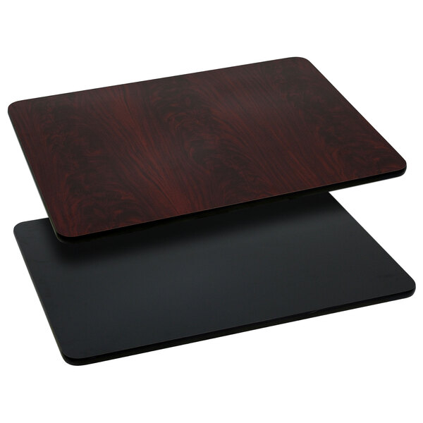 Flash Furniture XU-MBT-2430-GG 24" x 30" Black / Mahogany Reversible Laminated Rectangular Table Top