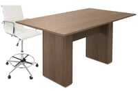 Custom Standing Height Rectangular Conference Table w/ Cable Channel Bases - 72" x 42" -