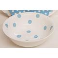 fromeuropewithlove Light Blue Spots Bowls Set of 6 Fine Bone China Light Blue Spotty Cereal Bowls Hand Decorated in the UK