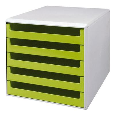 M und M Schubladenbox mit lichtgrauer Hülle grün, 28.4x26x35.9 cm