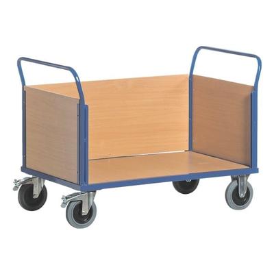 Vierwandwagen 120x77 cm Holz-Ladefläche blau, ROLLCART, 120x99x77 cm