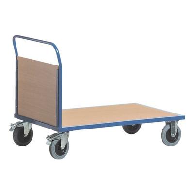 ROLLCART Stirnwandwagen 120x80 cm Holz-Ladefläche blau, 132x99x80 cm