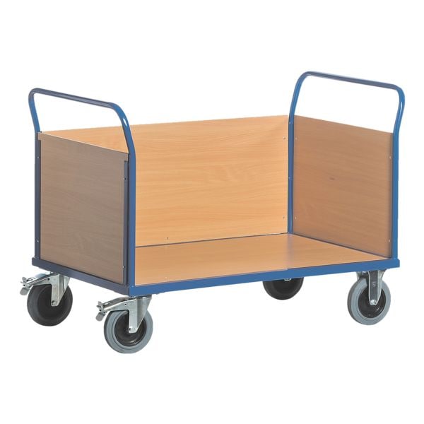 ROLLCART Dreiwandwagen 120x78 cm Holz-Ladefläche blau, 120x99x78 cm Image