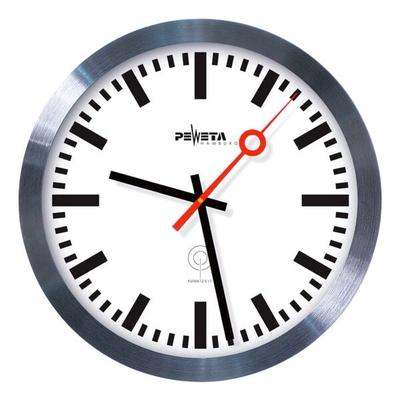 Peweta Uhren Funk-Wanduhr DCF77 mit Bahnhof-Sekundenzeiger Ø 30 cm grau