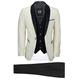 Mens 3 Piece Suit Tuxedo Ivory Cream Wedding Party Tailored Fit Black Shawl Lapel Dinner Jacket[TUX-SUIT-3039-9-CREAM,Cream,UK/US 36 EU 46,Trouser 30"]