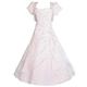 Lito Angels Girls' Beaded Satin White Dress with Bolero, Communion Wedding Party Flower Girl Bridesmaid Formal Occasion Ball Gown, Age 8-9 Years