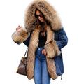 Roiii Women Winter Warm Thick Faux Fur Coat Hood Parka Long Jacket Size 8-19 (10,Peacock Green)