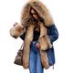 Roiii Women Winter Warm Thick Faux Fur Coat Hood Parka Long Jacket Size 8-19 (10,Peacock Green)