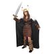 LADIES VIKING FANCY DRESS COSTUME - BROWN TUNIC + CAPE + VIKING HELMET + SWORD (MEDIUM)