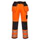 Portwest T501 Mens PW3 Hi Vis Work Trousers - Holster Pocket Workwear Safety Construction Trousers Orange/Black, 36
