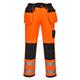 Portwest T501 Mens PW3 Hi Vis Work Trousers - Holster Pocket Workwear Safety Construction Trousers Orange/Black, 38