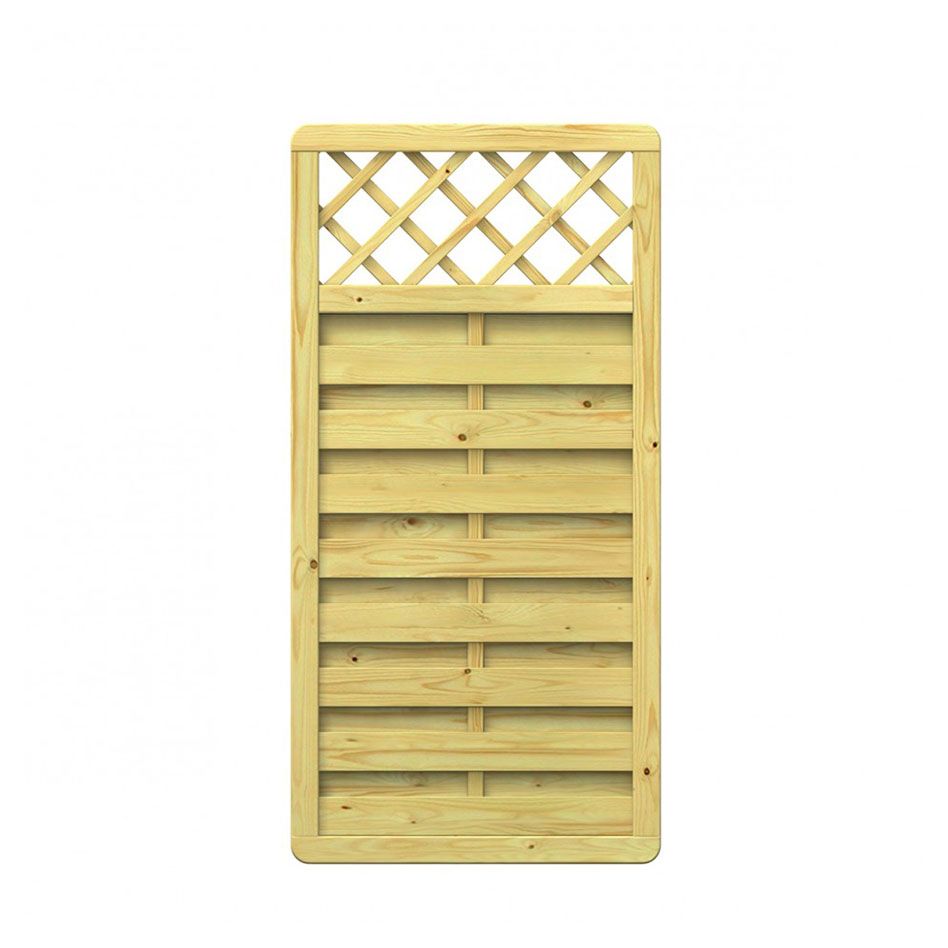 TraumGarten Sichtschutzzaun Holz XL Rechteck mit Gitter Sichtschutz Lamellenzaun Image