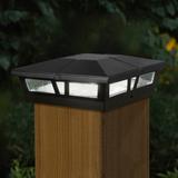 Classy Caps Cambridge Solar Powered Integrated LED Metal Fence Post Cap 6" x 6" w/ Base Adapter Included Aluminium/Metal in Black | Wayfair SLC771