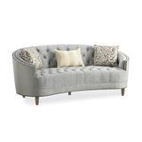 Lark Manor™ Anarah 90" Chenille Square Arm Curved Sofa Chenille, Wood in Blue | 36 H x 90 W x 43 D in | Wayfair 73BF81C56E144627A9591975600F49D9