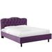 Willa Arlo™ Interiors Pires Tufted Low Profile Platform Bed Upholstered/Metal in Indigo | 41 H x 41 W x 78 D in | Wayfair