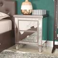Everly Quinn Laurine 2 Drawer Nightstand Wood/Glass in Brown/Gray | 26.25 H x 20.13 W x 16.63 D in | Wayfair CFC0B7957FDC41778709372C3CCECEBA