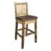 Loon Peak® Glacier Country Collection 24" Bar Stool Wood/Upholstered/Leather in Brown | 38 H x 19 W x 20 D in | Wayfair LOPK8953 44251107