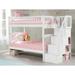 Harriet Bee Broddrick Staircase Bunk Bed w/ Storage Shelves & Drawers Wood in White | 69 H x 44.25 W x 103 D in | Wayfair VVRO3216 29130064