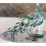 World Menagerie Metal Peacock Figurine Metal in Blue/Gray/White | 20 H x 31 W x 7 D in | Wayfair WLDM1163 34912494