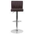 Latitude Run® Winnols Contemporary Adjustable Height Barstool w/ Vertical Stitch Back/Seat Upholstered/Metal in Brown | 17.63 W x 19.5 D in | Wayfair