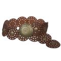 3 1/2" (90 mm) Wide Ladies Wide Boho Disc Concho Leather Belt, Tan | M - 42 END-TO-END