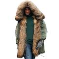 Roiii Men Winter Thick Faux Fur Hooded Parka Coats Jackets Casual Outwear S-XXXL (Small, Green)