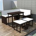 vidaXL Set da Giardino 5 pz Pieghevole in Acciaio e Polyrattan Marrone