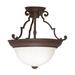 Nuvo Lighting 76436 - 2 Light 13" Round Old Bronze Frosted Melon Glass Shade Ceiling Light Fixture (2 Light - 13" - Semi-Flush Dome - Frosted Melon Glass)