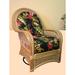 Bayou Breeze JonPaul Swivel Rocking Chair Wicker/Rattan/Fabric in Blue/Brown/Yellow | 39 H x 35 W x 35 D in | Wayfair BBZE4522 45265600