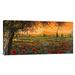 Global Gallery 'Pianura in Fiore' by Tebo Marzari Painting Print on Wrapped Canvas in Green/Orange/Red | 12 H x 24 W x 1.5 D in | Wayfair