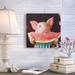 Trinx Poynor Pig Out - Painting Print on Canvas in Brown/Pink/Red | 14 H x 14 W x 2 D in | Wayfair AGGR3417 38251733