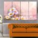 Design Art 'Gerbera Flowers on Soft Color Back' 4 Piece Painting Print on Metal Set Metal in Pink | 28 H x 48 W x 1 D in | Wayfair MT14080-271