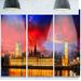 Design Art 'House of Parliament at River Thames' 3 Piece Photographic Print on Metal Set Canvas in Red | 28 H x 36 W x 1 D in | Wayfair MT14334-3P