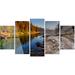 Design Art 'Placid Lake between Mountains' 5 Piece Photographic Print on Metal Set Canvas in Brown | 32 H x 60 W x 1 D in | Wayfair MT14484-373