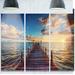 Design Art 'Brilliant Sunrise Over Sea Pier' 3 Piece Photographic Print on Metal Set Metal in Blue | 28 H x 36 W x 1 D in | Wayfair MT14640-3P