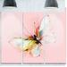 Design Art 'Colorful Butterfly Drawing' 3 Piece Painting Print on Metal Set Canvas in Pink | 28 H x 36 W x 1 D in | Wayfair MT15003-3P