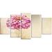 Design Art ' Flower in Vase Watercolor' 5 Piece Photographic Print on Metal Set Canvas in Pink | 32 H x 60 W x 1 D in | Wayfair MT14190-373