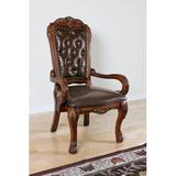 Armchair - Astoria Grand Bergfield 23" Wide Tufted Armchair Faux Leather/Wood in Brown/Red | 46 H x 23 W x 21 D in | Wayfair ARGD6011 44403099