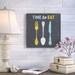 August Grove® Retro Diner (Time to Eat) Graphic Art on Wrapped Canvas Canvas, Cotton in Blue/Gray/Green | 18 H x 18 W x 1.5 D in | Wayfair